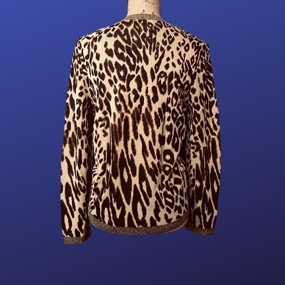 JONES NEW YORK Cardigan, NWT, Long Sleeves, BROWN/TAN LEOPARD, Size M - Picture 2 of 8